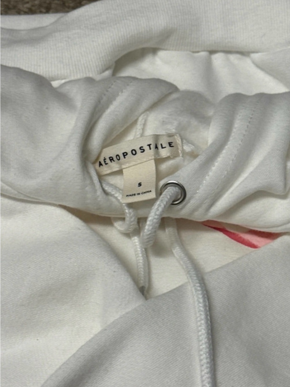 Aeropostale White Hoodie with Pink Ribbon Detail - Picture 2 of 2